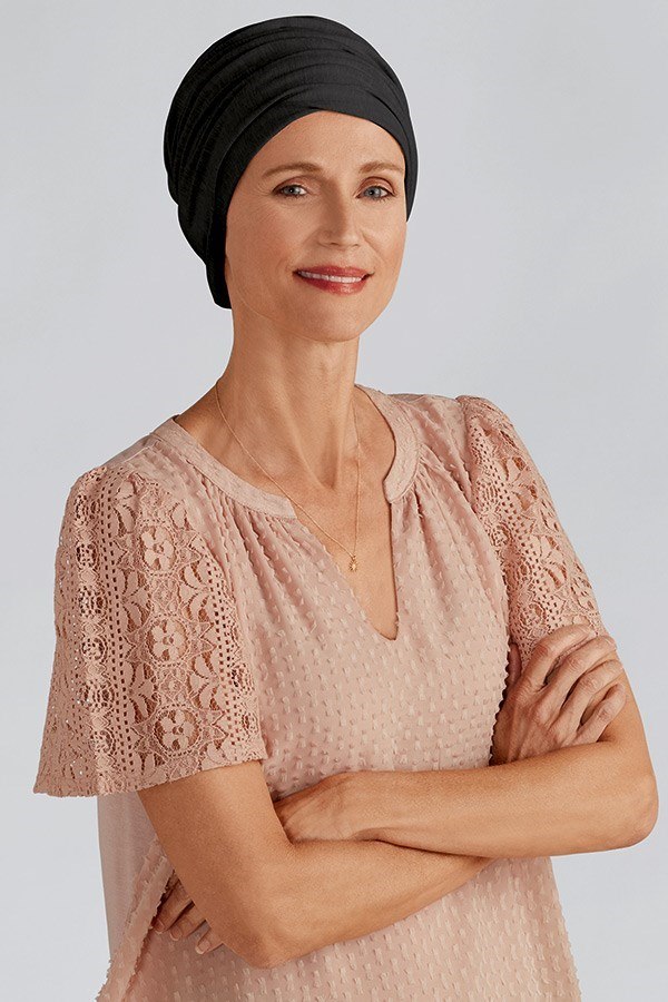 Turban negru chimio Violet-44206-Black Turban bumbac negru chimio